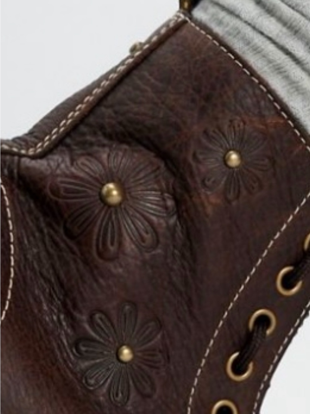 Dr. Martens Brown Floral Embossed Leather Ankle Boots - Picture 5 of 12